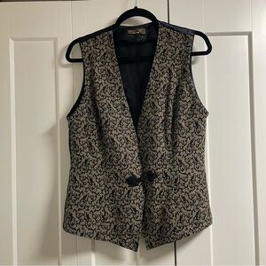 80s 90s Vintage German Vest Waist Coat Tapestry Jacquard Création Charmante